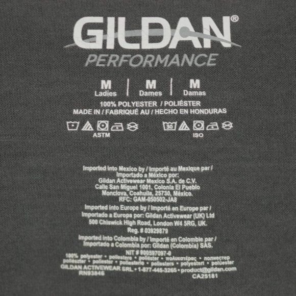Gildan Performance Women's Medium Gray Red Graphic Crewneck Long Sleeve Tee - Picture 5 of 5